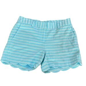J. McLaughlin Shorts Shelby Blue Petal Striped Scalloped Hem Short Size 2